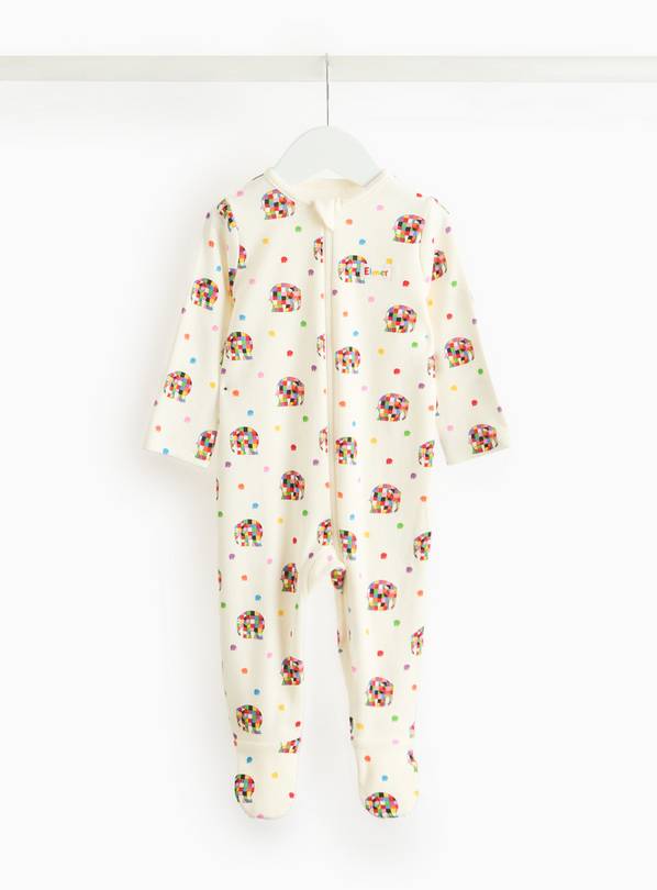 Elmer The Patchwork Elephant Printed Sleepsuit Up to 1 mth